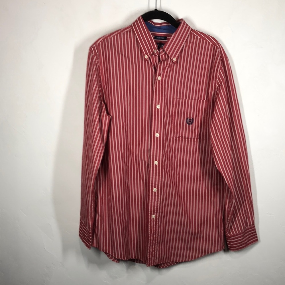 Chaps Red Stripe Button Down Shirt Size Small - image 1